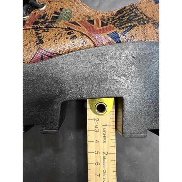 CS T&P Harajuku Platform‎ Shoes UK Punk Print Brown Chunky Lace Up Goth Size M - Picture 11 of 15